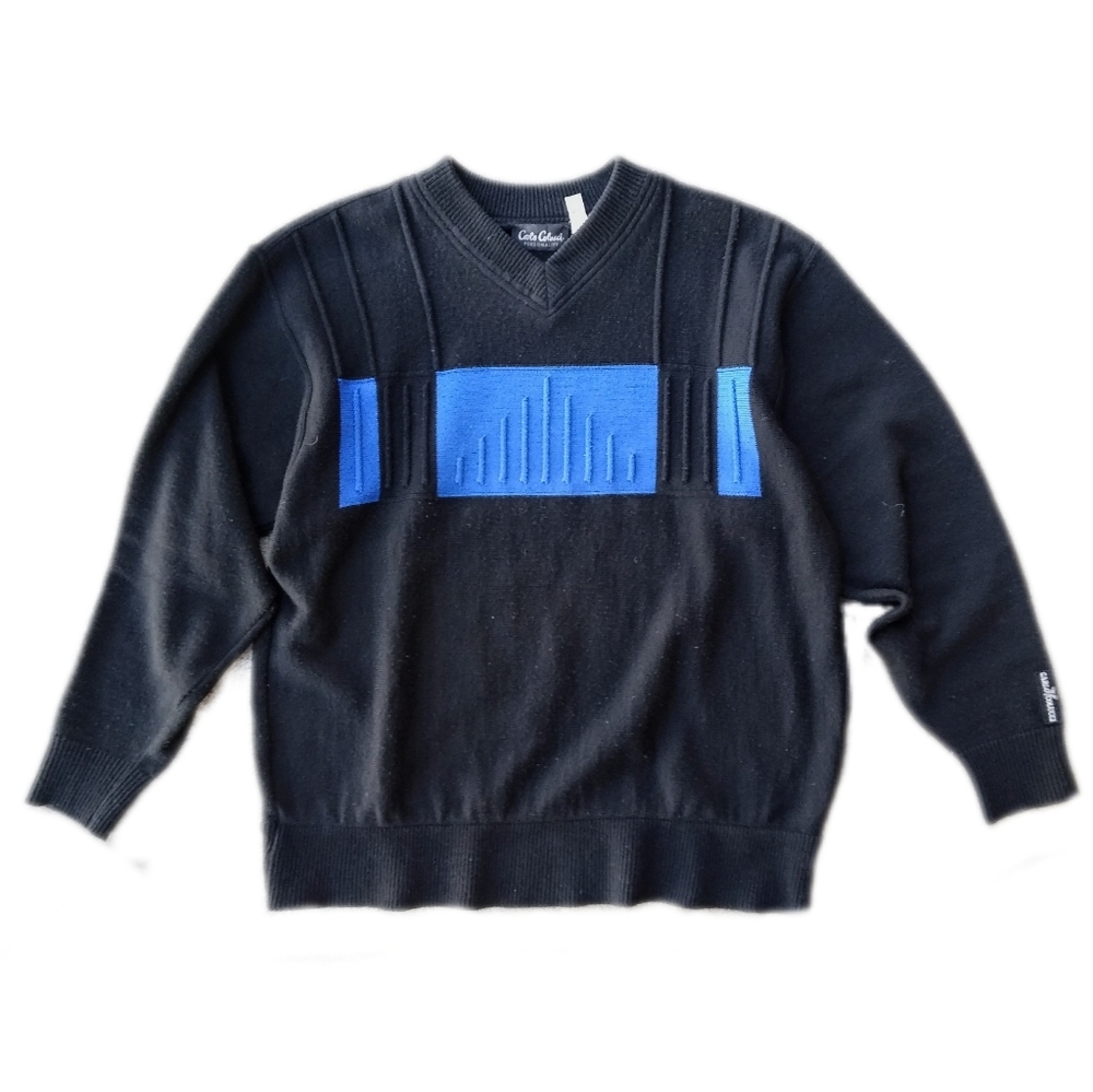 Carlo Colucci 90s Jumper Crewneck Retro Wool Art Vintage Stripe Sweater Large